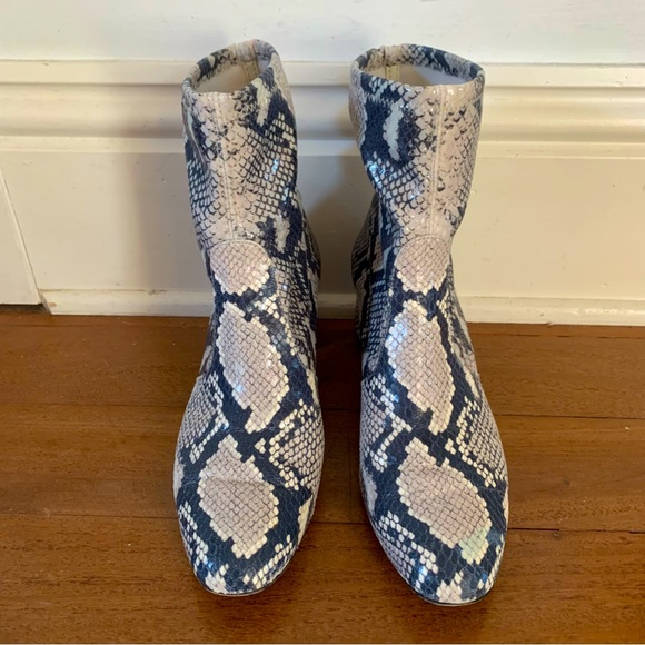 Stuart Weitzman Niki Snake Embossed Sock Booties - Picture 7 of 12